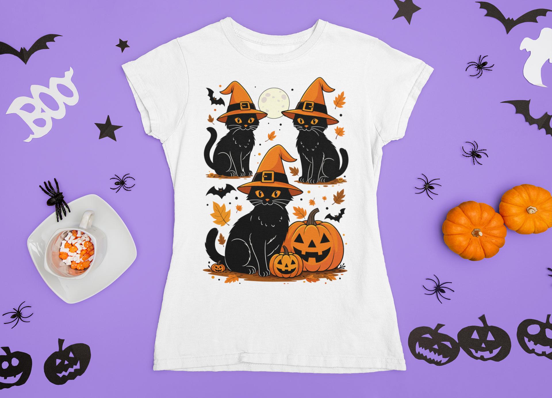 Black Cat Pumpkin PNG SVG, Spooky Ghost Cat Sublimation, Cute Halloween ...