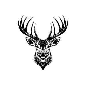 Testa di cervo SVG Cricut Cut File Immagine vettoriale stampabile per il download del modello di t-shirt Logo Design