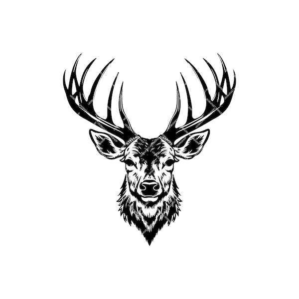 Deer Head SVG Cricut Cut File Printable Vector Image For Logo Design T-shirt Pattern Download