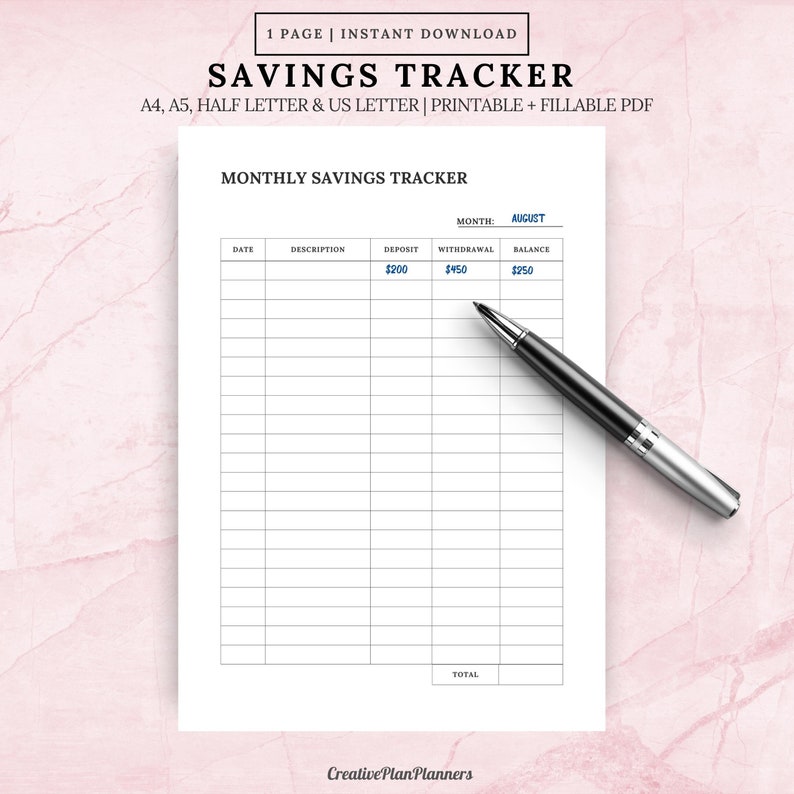 Savings Tracker Printable Monthly Savings Tracker Printable Savings