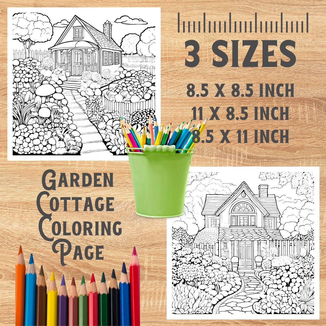 Cozy Cottage Gardens Coloring Pages for Adults, Printable Coloring Book ...