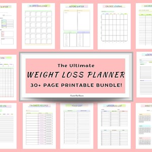 Weight Loss Journey, Weight Loss Template,  Wellness, Health Goal, Meal Planner, Self Care, Habit Tracker,Weight Loss Journal