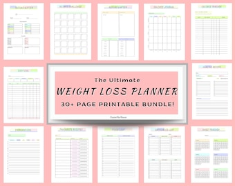 Weight Loss Planner Bundle, Meal & Habit Tracker (Digital Download)