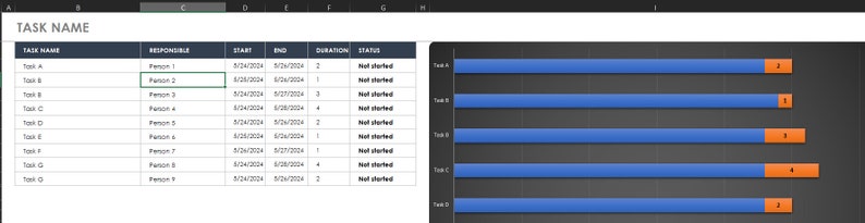 Her Task Names Task List Tracker With Chart - Etsy