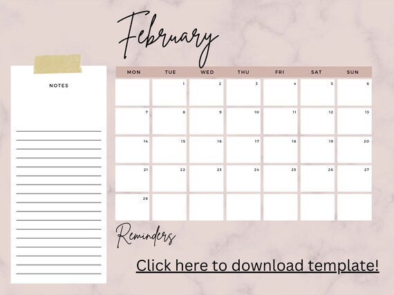Digital Calendar Template - Etsy