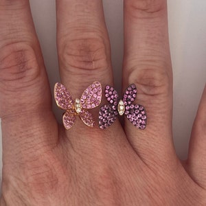 Effy Sapphire and Diamond Butterfly Ring in 14k Rose Gold