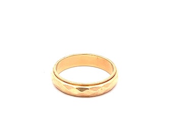 Vintage Faceted Band Ring in 14k Yellow Gold