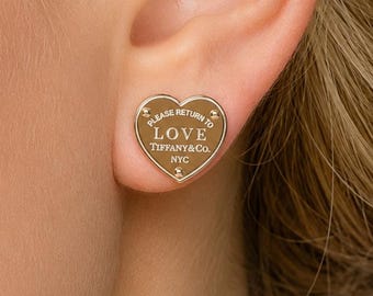Tiffany & Co Heart Stud Earrings 18k Rose Gold, Return to Tiffany