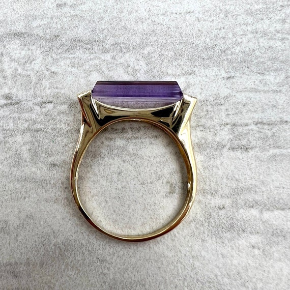 Vintage Amethyst and Diamond Ring 14k Yellow Gold - image 6