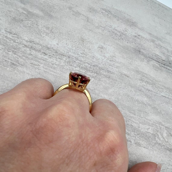 Vintage Pink Tourmaline Ring Cushion Cut 14k yell… - image 2