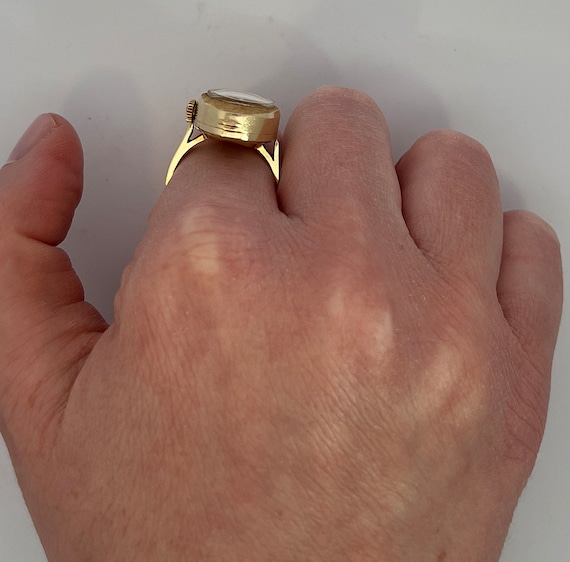 Vintage Tissot Watch Ring in 14k Yellow Gold - image 9