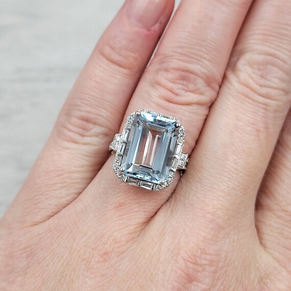 EFFY Aquamarine and Diamond White Gold Ring Etsy