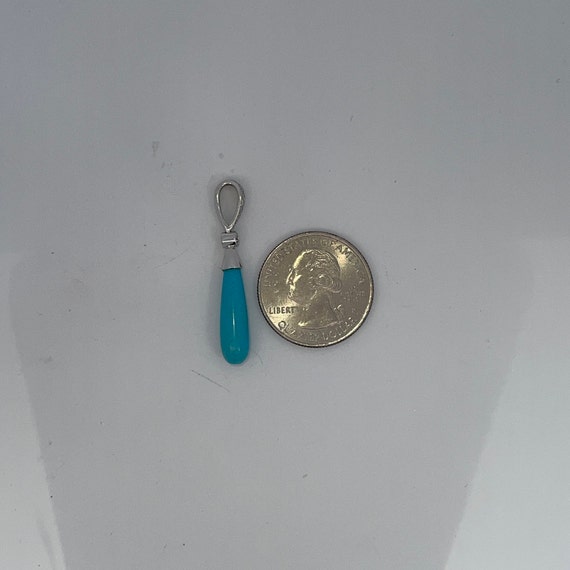 Vintage Turquoise Drop Pendant with Diamonds in 1… - image 7