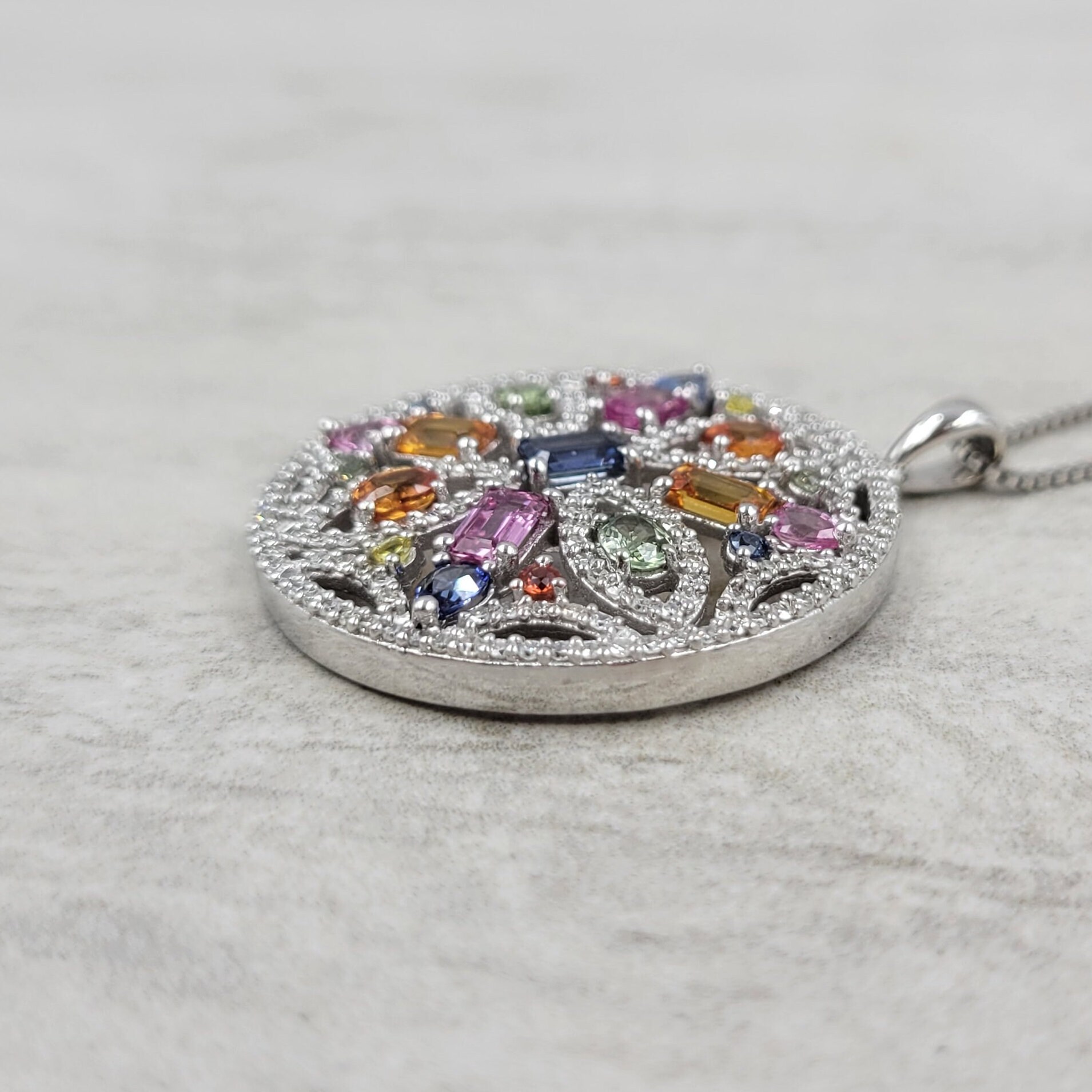 EFFY Watercolors Sapphire Pendant 14k White Gold Etsy Canada