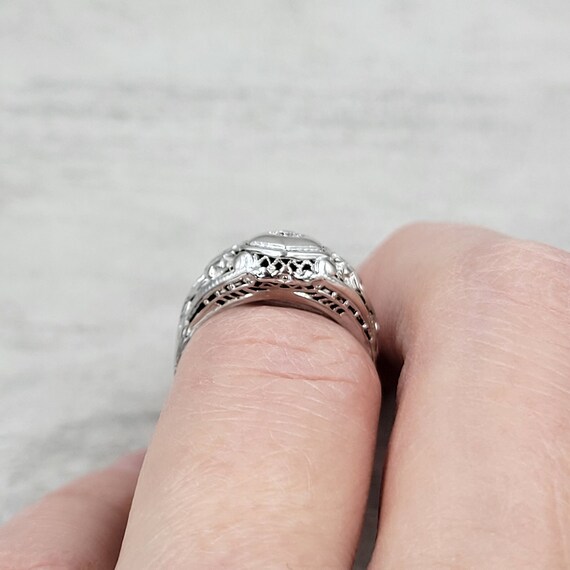 Vintage Hexagon Diamond Engagement Ring 18k White… - image 7