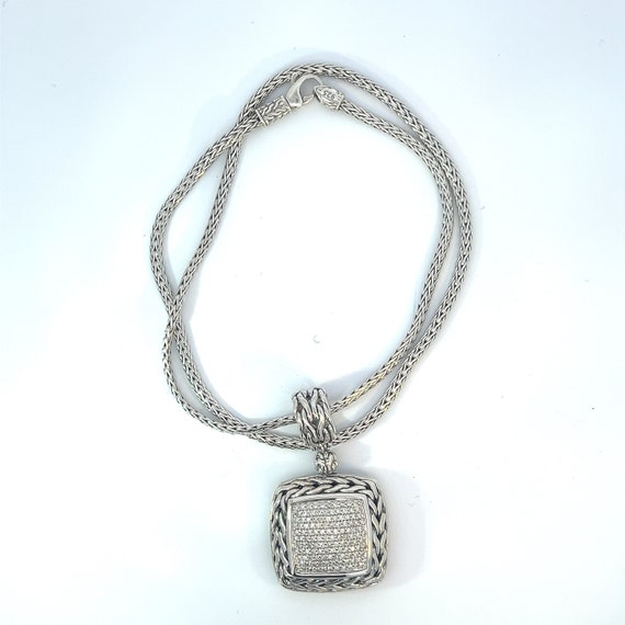 Vintage John Hardy Diamond Pave Necklace in Sterl… - image 5