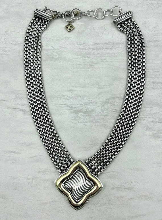 Vintage David Yurman Quatrefoil Necklace 18k Yell… - image 6