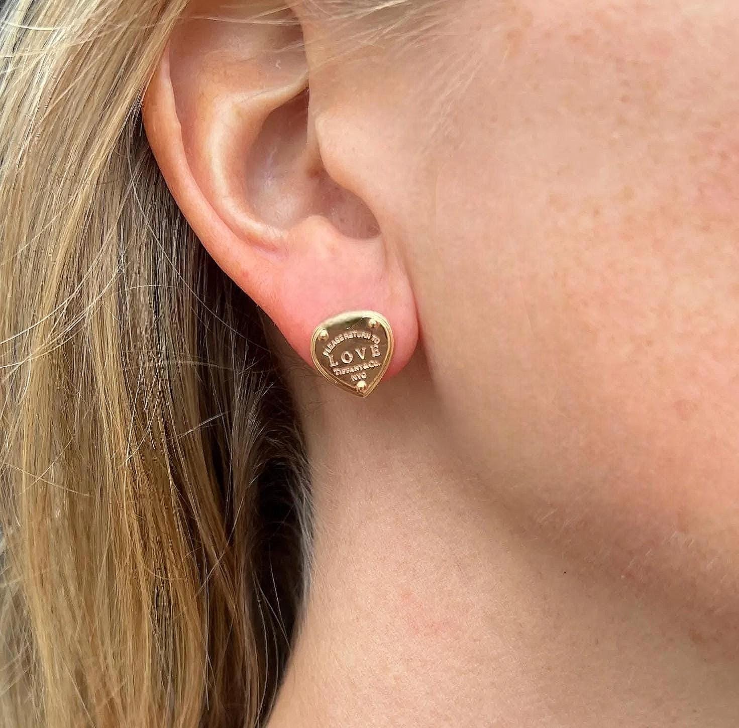Tiffany & Co Heart Stud Earrings 18k Rose Gold, Return to Tiffany