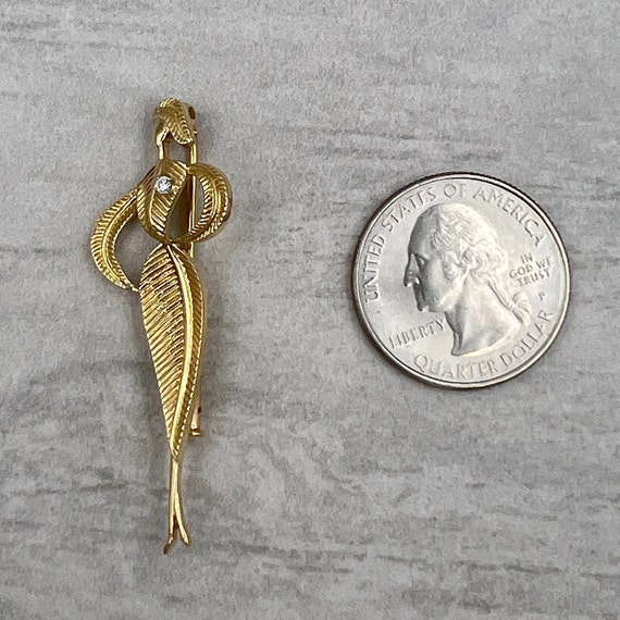 Vintage Diamond 18k Yellow Gold Lady Pin - image 4