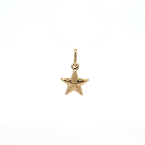 Vintage Puffy Nautical Star Charm in 14k Yellow G… - image 1