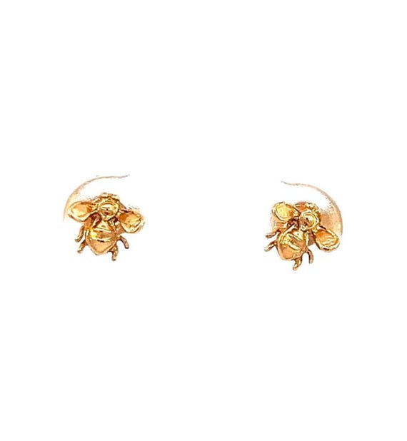 Authentic 14kg Yellow Gold Bumble Bee Stud Earrings for Girls - 0.8g View 4