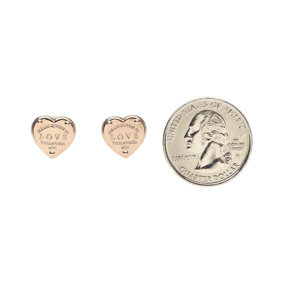 Authentic Tiffany & Co Heart Stud Earrings 18k Rose Gold, Return