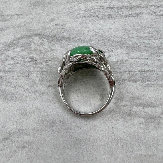 Vintage Green Jade Ring in 14k White Gold - image 6