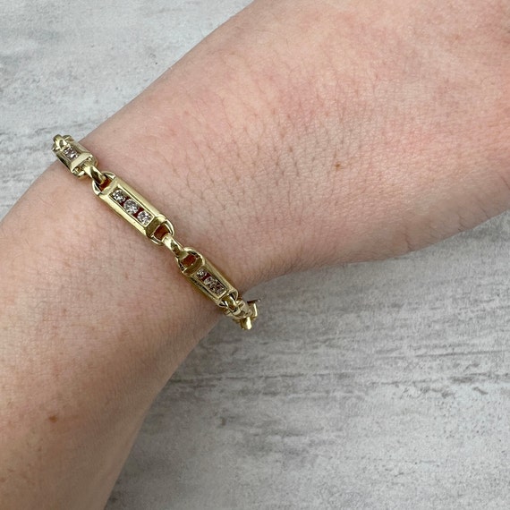 Vintage Diamond Bracelet in 14k Yellow Gold - image 3