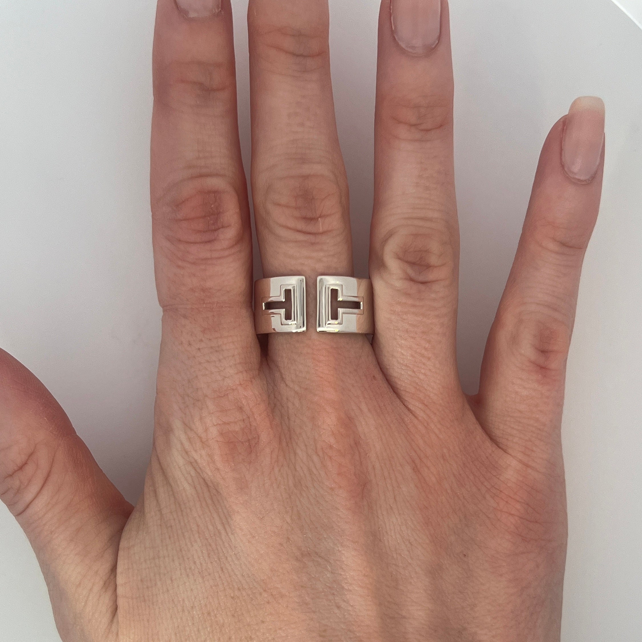Vintage Tiffany and Co. Cutout T Ring in Sterling Silver Etsy