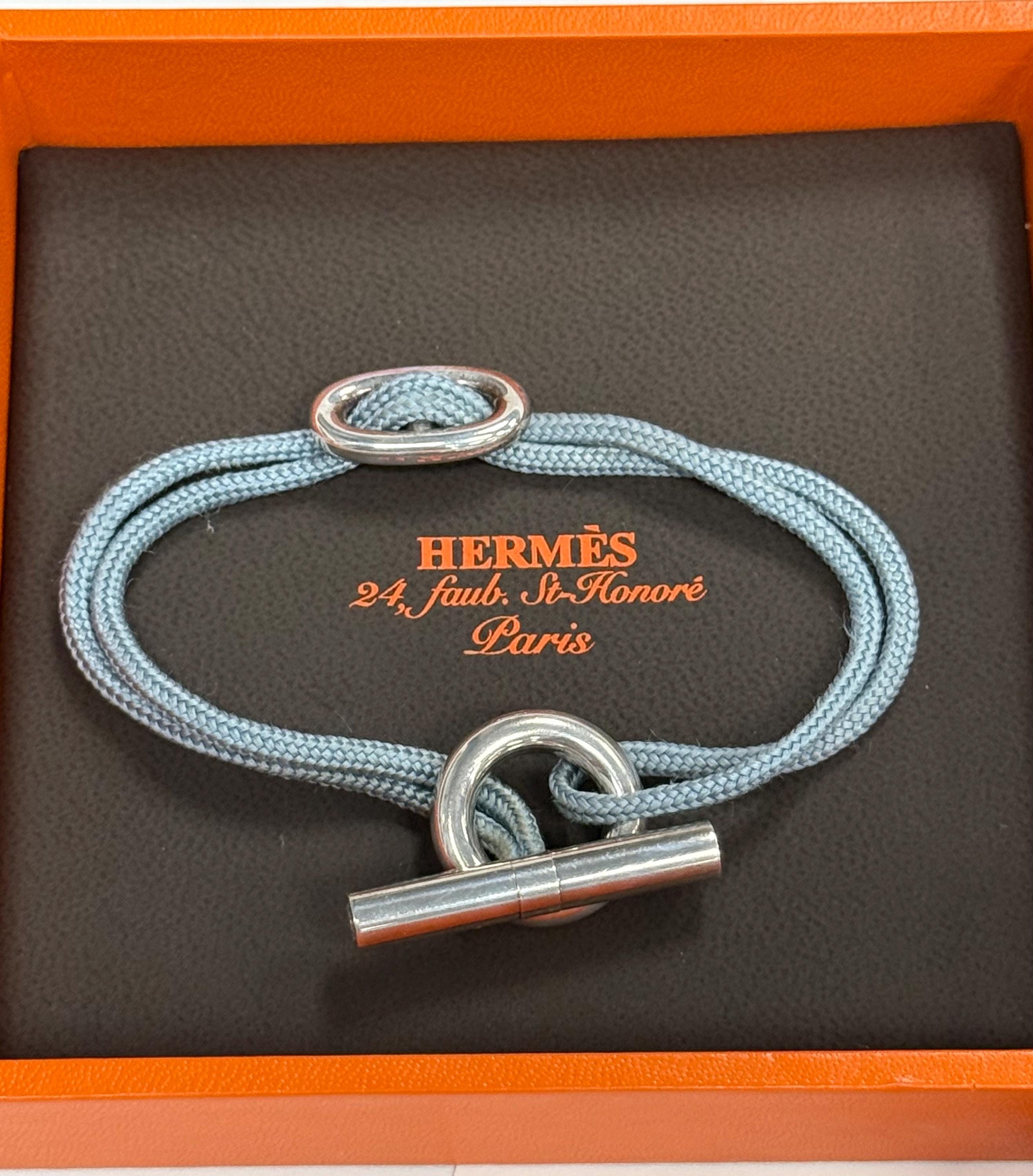 Authentic Hermes Sterling Silver Chaine D'ancre Cord Bracelet