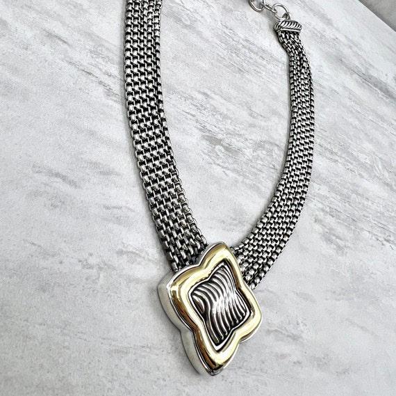 Vintage David Yurman Quatrefoil Necklace 18k Yell… - image 3