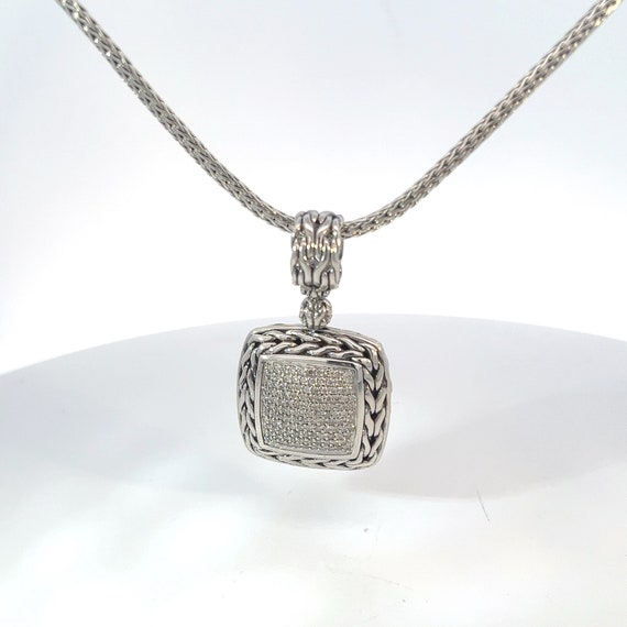 Vintage John Hardy Diamond Pave Necklace in Sterl… - image 1