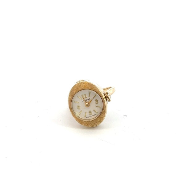 Vintage Tissot Watch Ring in 14k Yellow Gold - image 1