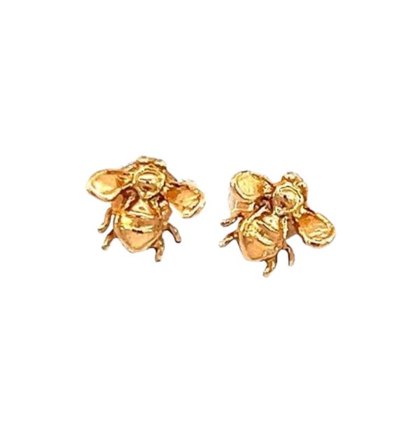 Authentic 14kg Yellow Gold Bumble Bee Stud Earrings for Girls - 0.8g