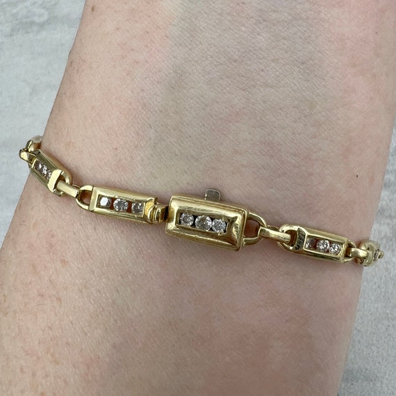 Vintage Diamond Bracelet in 14k Yellow Gold - image 4