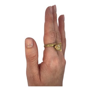 Vintage Panther Ring with Diamonds | 14k Yellow Gold | Diamond Ring | Diamond Eyes and Textured Gold Tail | Wrap Ring | Size 6.75 | 7.4grams