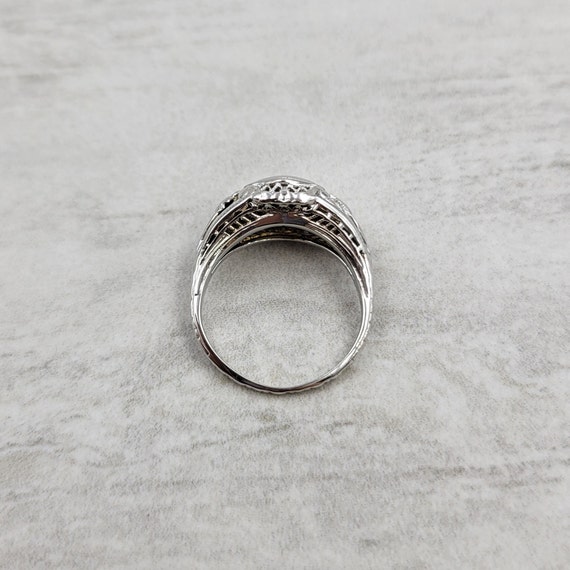 Vintage Hexagon Diamond Engagement Ring 18k White… - image 8