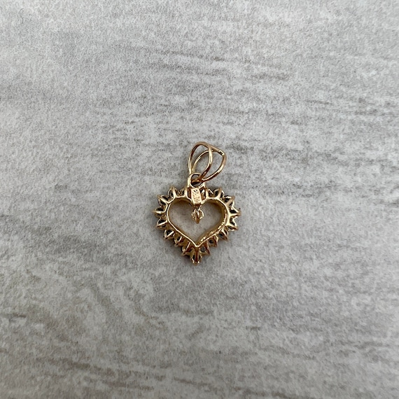 Vintage Sapphire and Diamond Heart Pendant 14k Go… - image 4