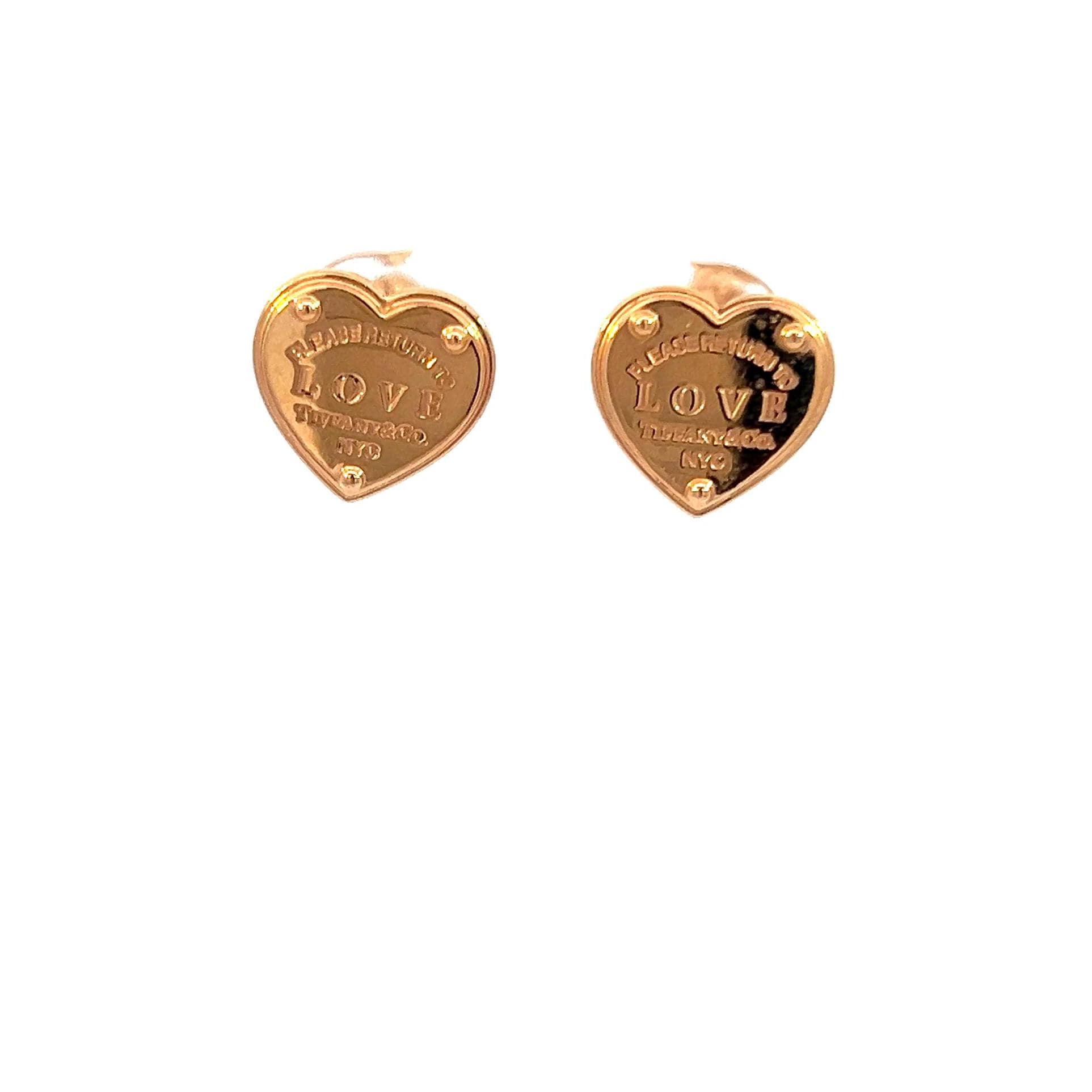 Tiffany & Co Heart Stud Earrings 18k Rose Gold, Return to Tiffany
