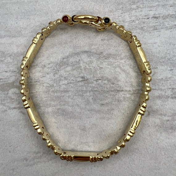 Vintage Hidden Cabochon Gemstone Bracelet 18k Yel… - image 4
