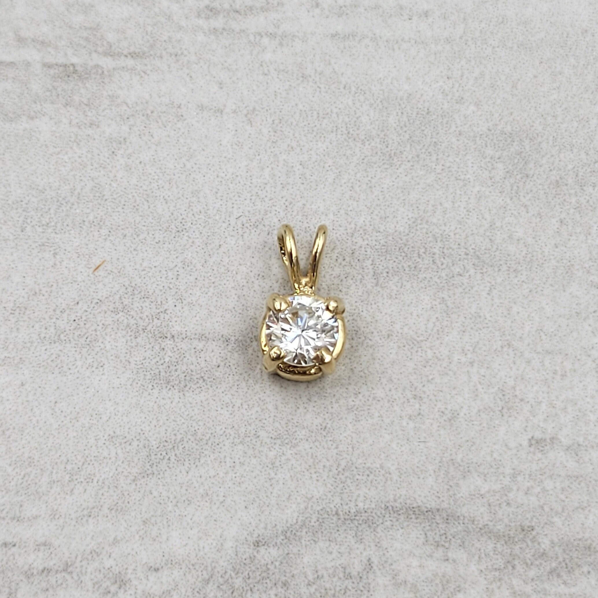 Vintage Diamond Solitaire Pendant in 14k Yellow Gold Etsy