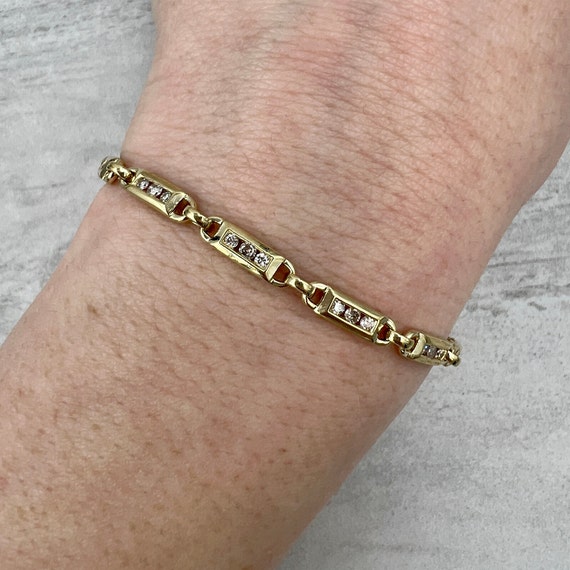 Vintage Diamond Bracelet in 14k Yellow Gold - image 1