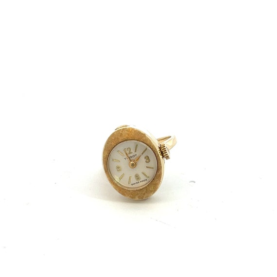 Vintage Tissot Watch Ring in 14k Yellow Gold - image 2