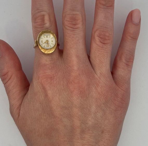 Vintage Tissot Watch Ring in 14k Yellow Gold - image 6