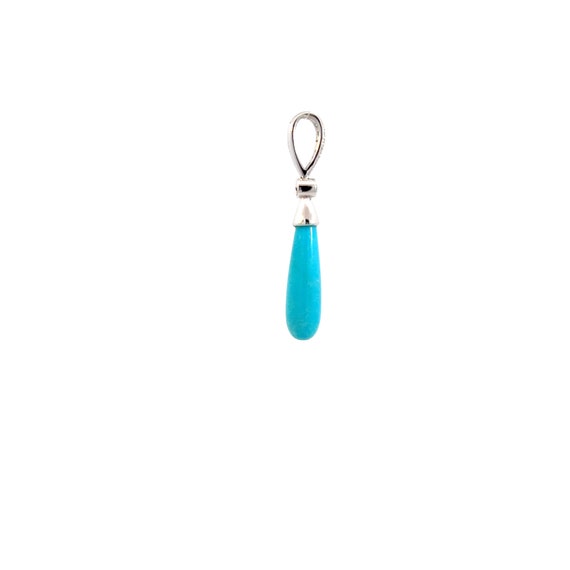 Vintage Turquoise Drop Pendant with Diamonds in 1… - image 5