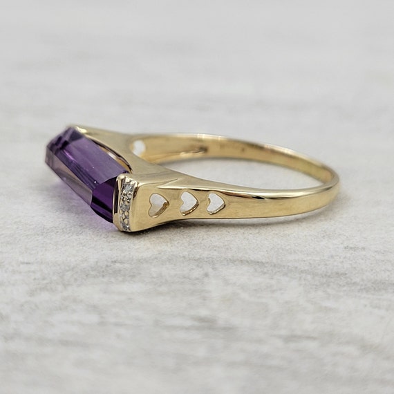 Vintage Amethyst and Diamond Ring 14k Yellow Gold - image 1