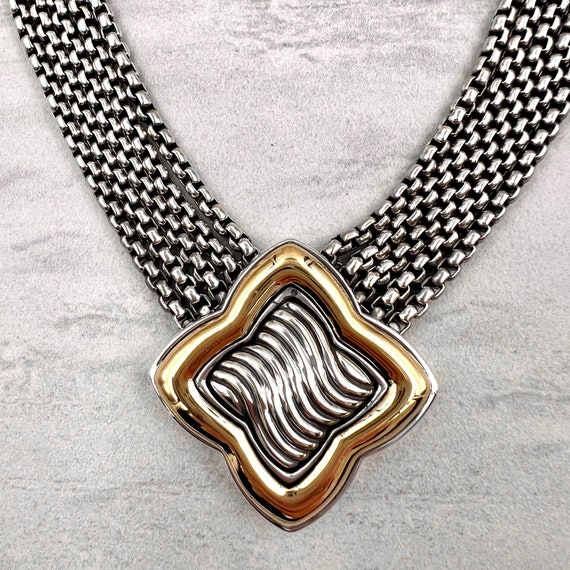 Vintage David Yurman Quatrefoil Necklace 18k Yell… - image 1