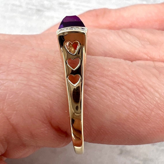 Vintage Amethyst and Diamond Ring 14k Yellow Gold - image 5