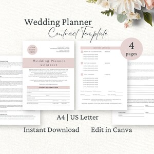 Wedding Planner Contract Agreement, Event Planning Contract, Editable Canva Template, Wedding Coordinator Forms, Client Onboarding, WP1