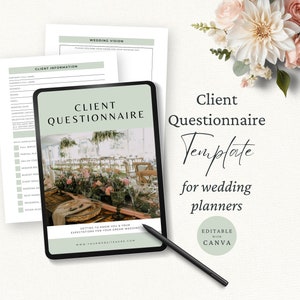 Hochzeitsplaner Fragebogen, Braut & Bräutigam Kunden-Onbording, bearbeitbare Canva-Vorlage, Hochzeitsplanungs-marketing, Intake Form, AP1